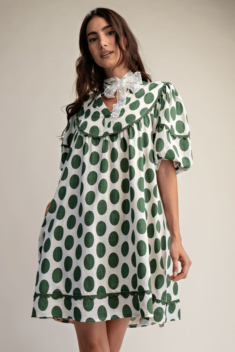 Polka Dot Linen Mini Dress