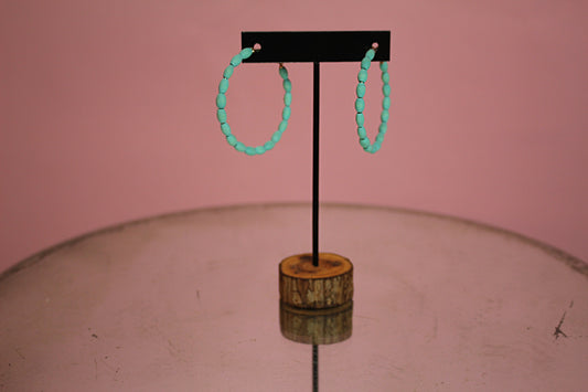 Turquoise Moon Hoop Earrings