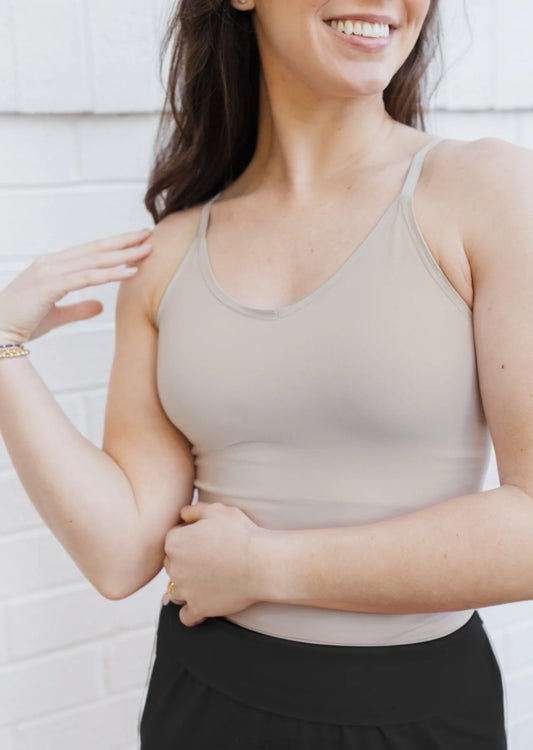 Elietian Built-In Bra Cami in Sand Shell