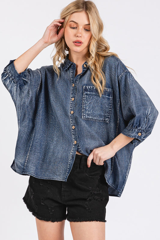 Harper Mineral Wash Denim Blouse