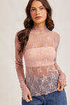 Lilac Whisper Lace Mock Neck Top