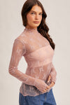 Lilac Whisper Lace Mock Neck Top