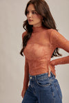 Rosewood Lace Mock Neck Top