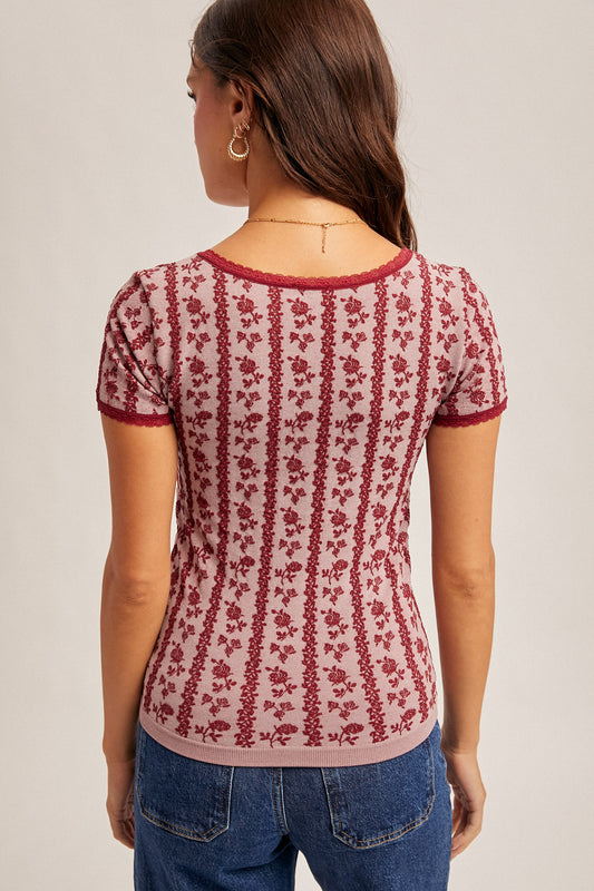 Raspberry Vine Lace Tee