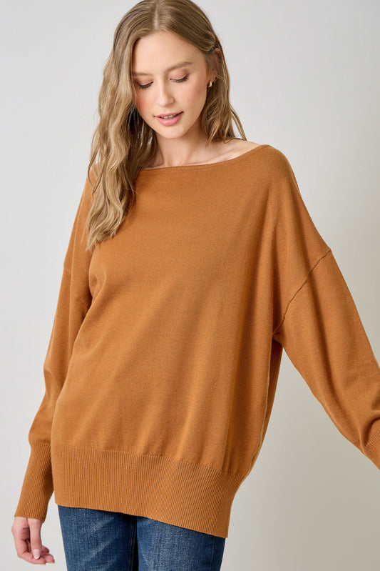 Pumpkin Spice Off-Shoulder Sweater