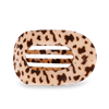 Up close front view of the Flat Round Hair Clip in Blonde Tortoise -