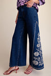Embroidery Washed Denim Bellbottom Pants - Backroad Daydream Mercantile