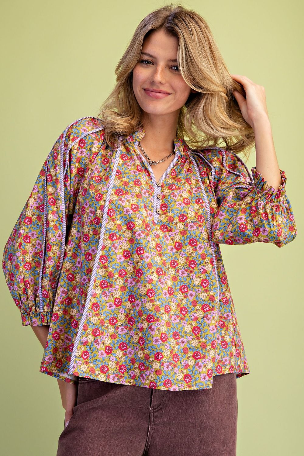 Floral Printed Cotton Poplin Blouse - Backroad Daydream Mercantile