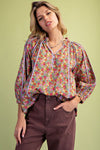 Floral Printed Cotton Poplin Blouse - Backroad Daydream Mercantile
