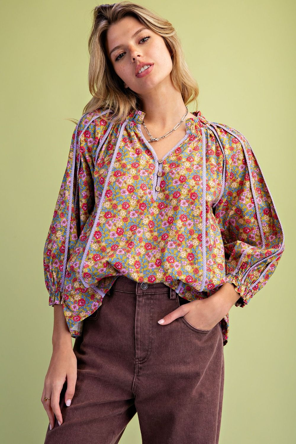 Floral Printed Cotton Poplin Blouse - Backroad Daydream Mercantile
