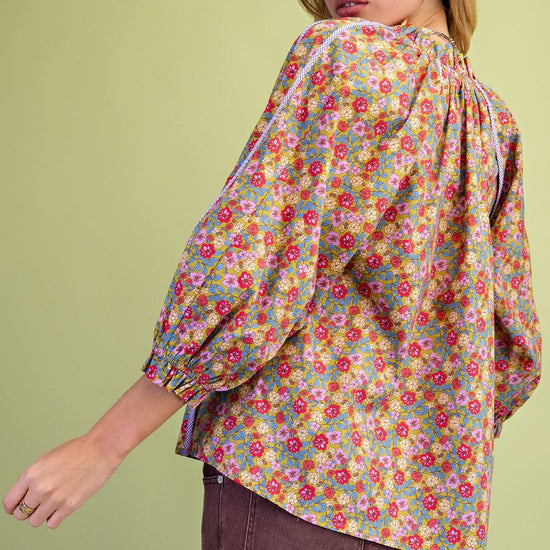 Floral Printed Cotton Poplin Blouse - Backroad Daydream Mercantile