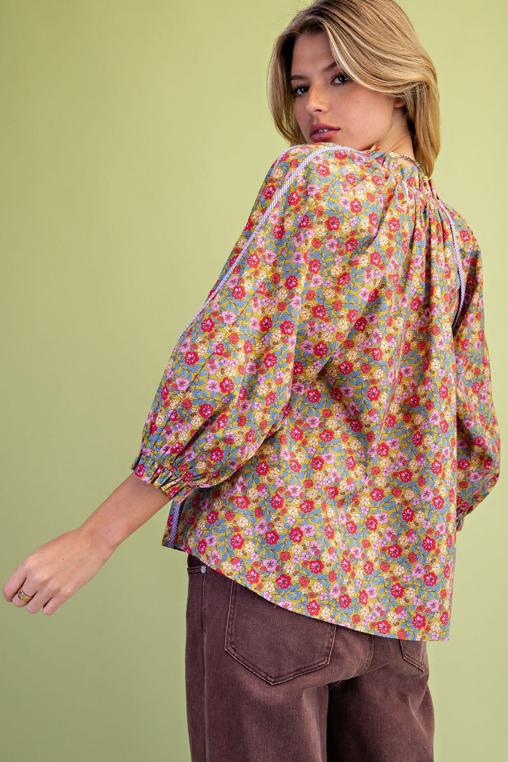 Floral Printed Cotton Poplin Blouse - Backroad Daydream Mercantile