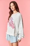 La Dolce Vita Embroidered Lobster Sweatshirt – Oversized Graphic Pullover - Backroad Daydream Mercantile