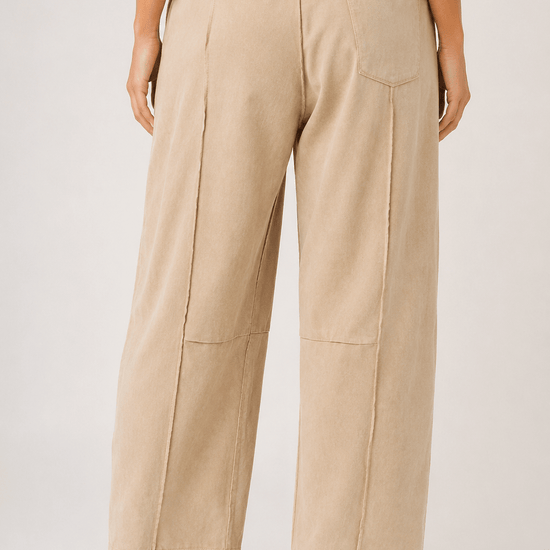 Mineral Wash Seam Detail Pull On Barrel Pants - Backroad Daydream Mercantile