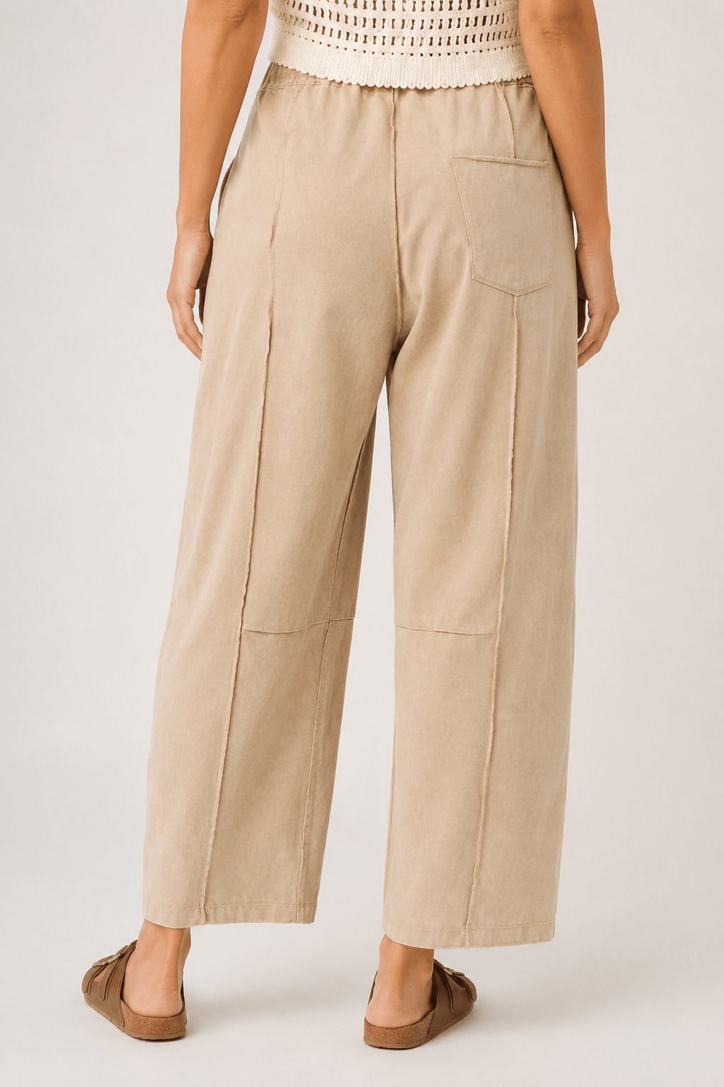 Mineral Wash Seam Detail Pull On Barrel Pants - Backroad Daydream Mercantile