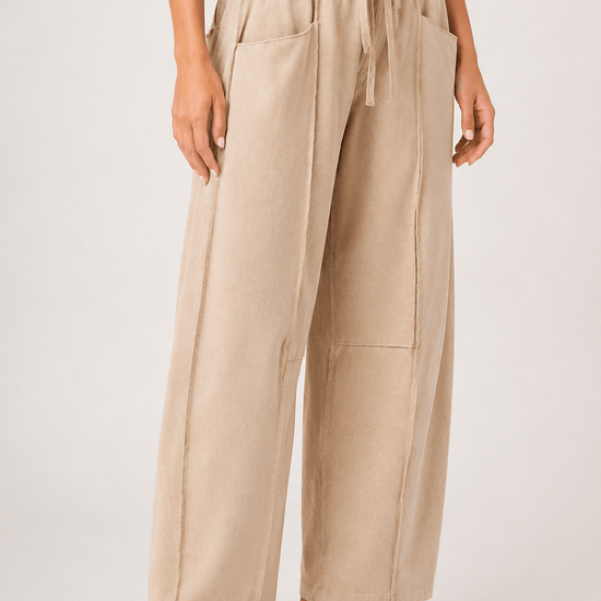 Mineral Wash Seam Detail Pull On Barrel Pants - Backroad Daydream Mercantile