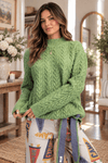 Matcha Cable Knit Surplus Back Knit Sweater - Backroad Daydream Mercantile