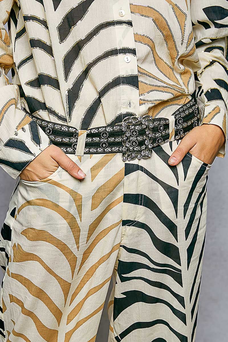 Embellished Black Belt with White Detail - Backroad Daydream Mercantile