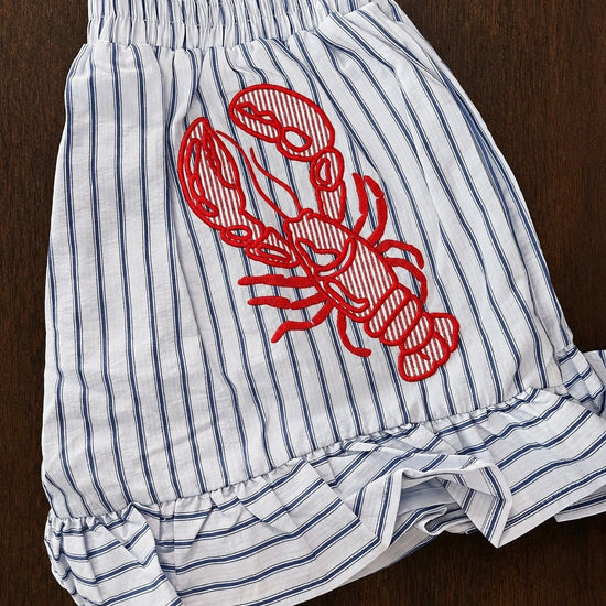 Peach Love California Embroidered Lobster Shorts - Backroad Daydream Mercantile