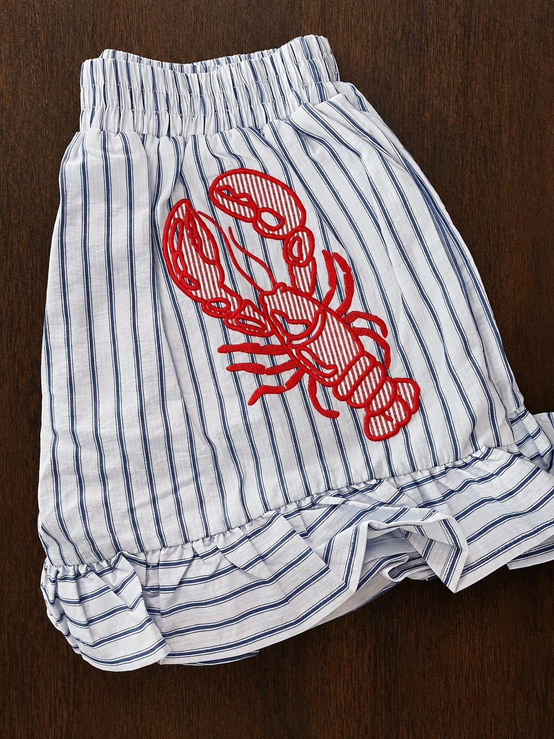 Peach Love California Embroidered Lobster Shorts - Backroad Daydream Mercantile