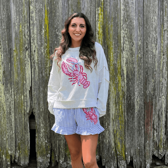 Peach Love California Embroidered Lobster Shorts - Backroad Daydream Mercantile