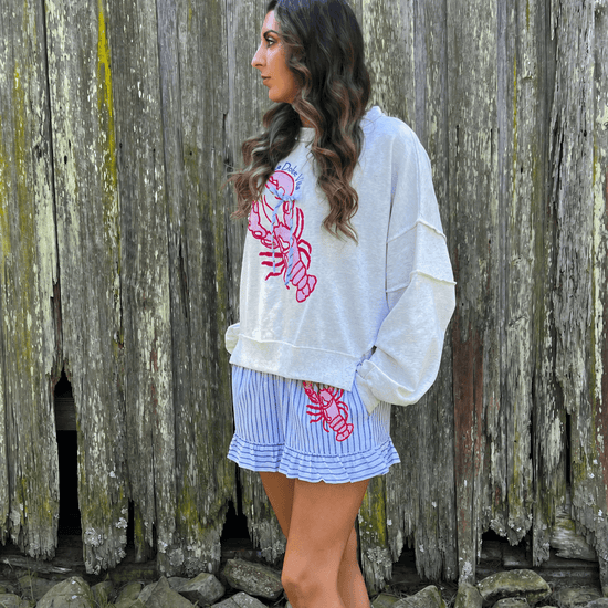 Peach Love California Embroidered Lobster Shorts - Backroad Daydream Mercantile