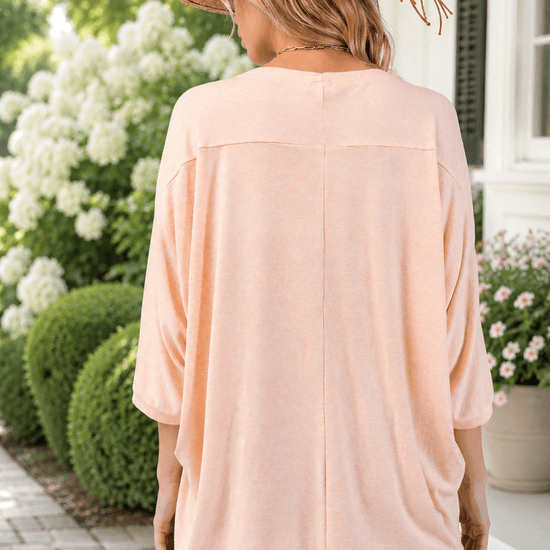 Back view of the Peach Oversized Dolman Sleeve Top