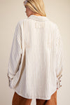 Poly Twill Striped Button Down Shirt