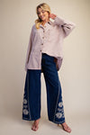 Poly Twill Striped Button Down Shirt