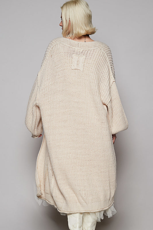 Drop Shoulder Long Cardigan