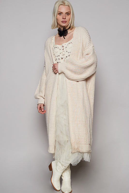 Drop Shoulder Long Cardigan
