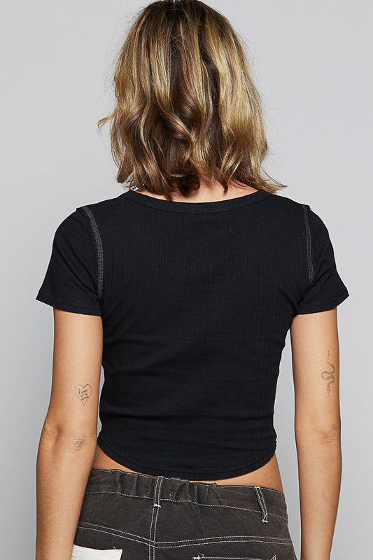 Cropped Fitted Short Sleeve Top