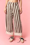 Stripe Rolled Up Barrel Printed Jeans - Backroad Daydream Mercantile