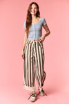 Stripe Rolled Up Barrel Printed Jeans - Backroad Daydream Mercantile