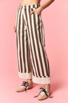 Stripe Rolled Up Barrel Printed Jeans - Backroad Daydream Mercantile