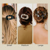 Three images of the Flat Round Hair Clip in Blonde Tortoise - two other colors