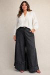 The Drifter Curvy Chambray Wide-Leg Pants in Black Denim