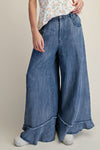 The Free Spirit Chambray Wide-Leg Pants in Washed Denim