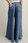 The Free Spirit Chambray Wide-Leg Pants in Washed Denim