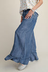 The Free Spirit Chambray Wide-Leg Pants in Washed Denim