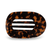 Flat Round Hair Clip in Tortoise - front view