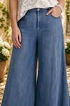 Chambray Mineral Washed Wide Leg Pants – Curvy