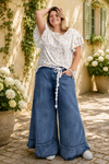 Chambray Mineral Washed Wide Leg Pants – Curvy