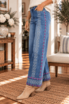 Floral Embroidered Wide Leg Cropped Jeans - Backroad Daydream Mercantile