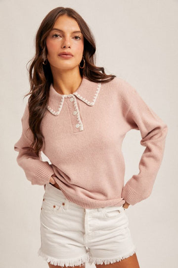 Blush Petal Scallop Sweater