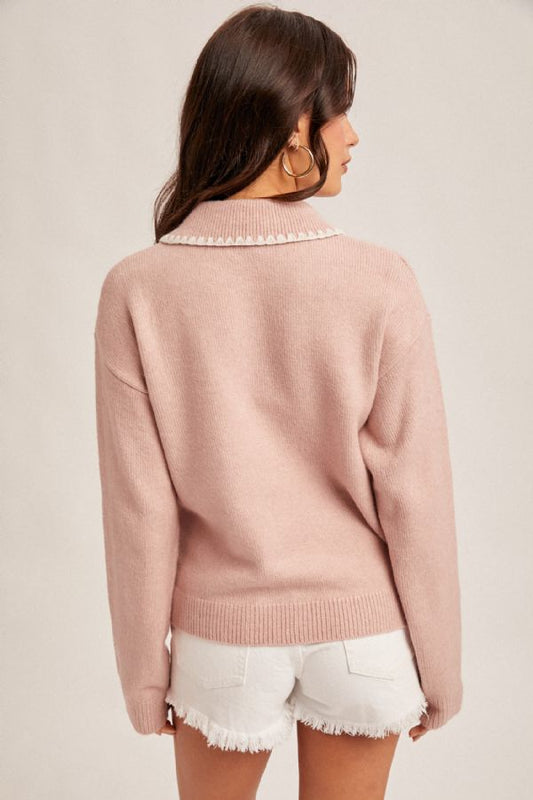 Blush Petal Scallop Sweater