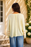 Lemon Embroidered Balloon Sleeve Tie Neck Top