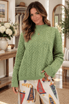 Matcha Cable Knit Surplus Back Knit Sweater - Backroad Daydream Mercantile