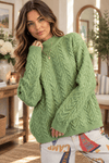 Matcha Cable Knit Surplus Back Knit Sweater - Backroad Daydream Mercantile