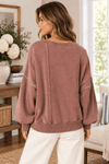 Mineral Washed V-Neck Sweatshirt in Mocha - Backroad Daydream Mercantile